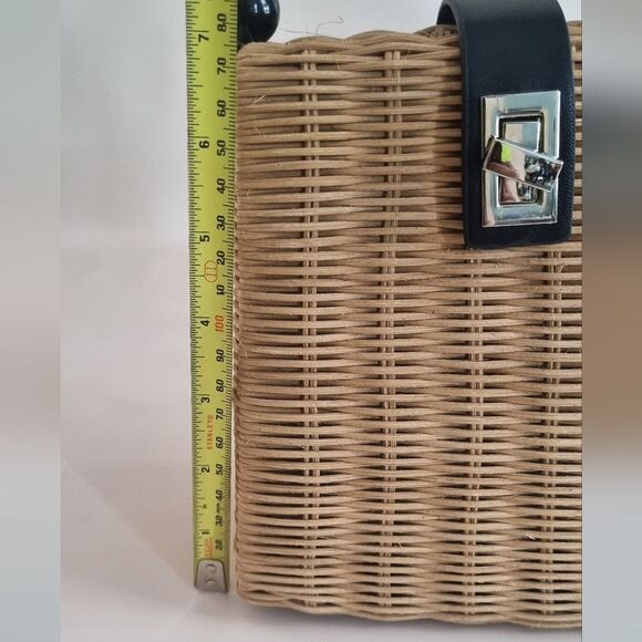 CHANTAL Paris Wicker Handbag - Natural Rattan with Black Bead Handle - NEW - Picture 9 of 9